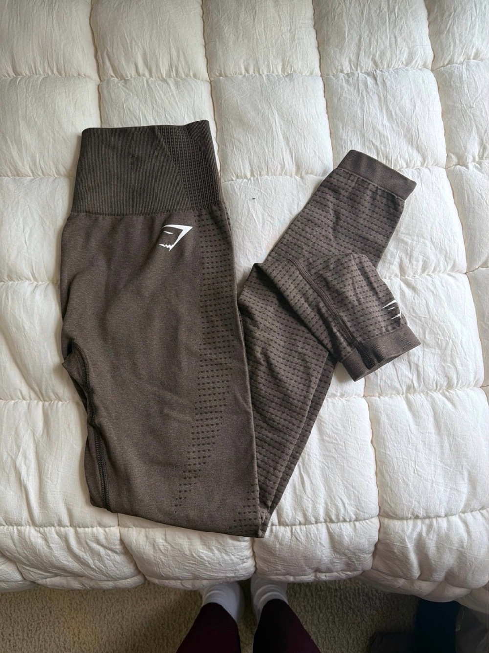 Gymshark Seamless High-Waist Leggings in Brown with Subtle Dot Texture